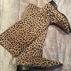 Beautiful And Cool Unique Stella Monelle Cheetah Boots Leather. Handcrafted In Italy #Fur #Animalprint #Socute #Trendy Back Zip 1/2 Inch Heel Very Comfortable Beautiful Leather Interior. Brand New Size 37 Italian Nwts Chic Leopard Print Leather Boots, Cheetah Boots, Animal Print Hair, Ariat Western Boots, Turquoise Boots, Dolce Vita Heels, Equestrian Riding Boots, Garden Boots, Leather High Heel Boots