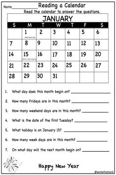 a printable calendar for january with the words happy new year