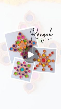 the video is showing how to make rangoli for diwaling with colored stones