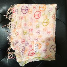 Multicolor Peace Sign Scarf 100 % Viscose Nwt Scarf Sign, Peace Sign, Orange White, Color Orange, Scarf Wrap, Scarf Accessory, Shop My, Women Accessories, Orange