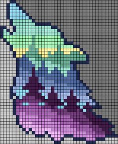 a cross stitch pattern with a butterfly on it's back end, and the background is