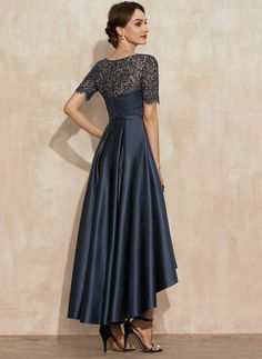 Cocktail & Party Dress: Chic and Beautiful | JJ's House Blue Satin Prom Dress, Satin Cocktail Dress, Mothers Dresses, Satin Prom Dress, Cocktail Dress Lace, Dress Silhouette, Groom Dress