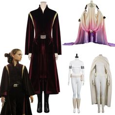 star wars costumes and accessories are displayed on mannequins, including dresses from the film