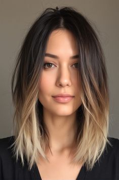 Hair Colour Ideas For Bob Hair, Ombre Hair Mid Length, Long To Shoulder Length Hair, Trendy Haircolor2024, Lob Haircut Thinning Hair, Grey Hair Lob Long Bobs, Carmel Balayage Brunettes Straight, Edgy Low Maintenance Hair, Dark To Blonde Balayage Short Hair