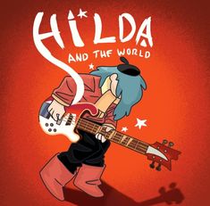 a cartoon character playing a guitar with the caption's name written on it