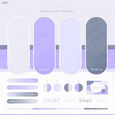 the purple color palettes are all in different shapes and sizes, including one for each section