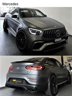 two pictures of the same car in different stages of being changed to black and silver