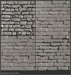 two different brick walls that are gray and white