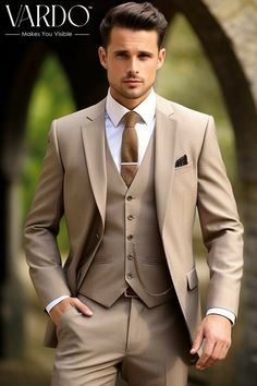 Brown Three Piece Suit, Three Piece Suit For Men, Brown Suits For Men, Suit Double Breasted, Suit For Men Wedding, Dapper Suits, Tan Suit, Formal Fashion