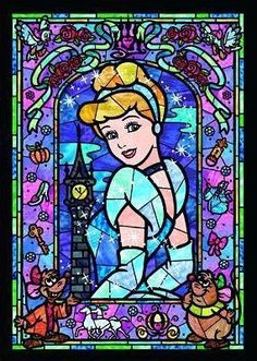 a stained glass window with a cartoon character on it