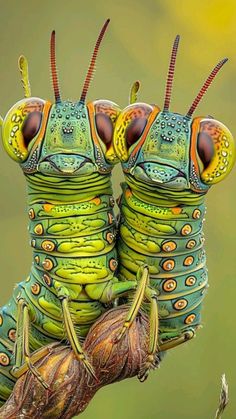 two green bugs sitting on top of each other