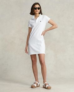 Ralph Lauren's iconic Polo shirt is reimagined for the season as a dress, cut from the same breathable cotton and finished with the signature embroidered Pony at the chest. Polo Dress Outfit, Detail Clothes, Polo Dress Women, Belted Shift Dress, Color Dresses, Polo Ralph Lauren Kids, Polo Shirt Dress, Polo Ralph Lauren Shorts, Polo Ralph Lauren Women