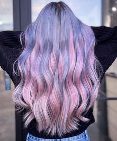 Purple And Periwinkle Hair, Pastel Periwinkle Hair, Bright Pastel Hair, Long Pink And Purple Hair, Perry Winkle Hair, Pink And Periwinkle Hair, Light Blue And Pink Hair, Lilac And Pink Hair, Periwinkle And Pink Hair