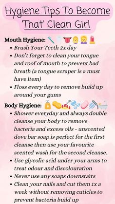 Feminine Hygiene Tips Life Hacks, Grooming Habits For Women, Self Grooming For Girls Tips, Girls Tips Hygiene, How To Maintain Personal Hygiene, Grooming Tips For Women, Mouth Hygiene, Prevent Bad Breath