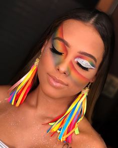 Fantasy Make-up, Make Carnaval, Festival Make Up, Party Make-up, Carnaval Costume, Pride Makeup, Fest Outfits, Rave Makeup