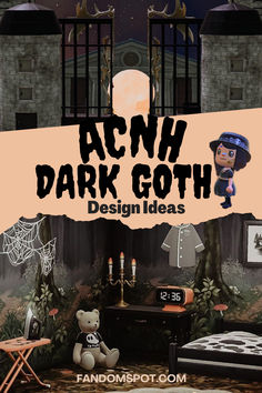 an advert for the dark goth design ideas website, with cartoon characters on it