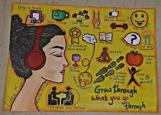 a painting with headphones on it that says, go through what you go through