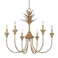 a chandelier with five lights hanging from it's center and four arms