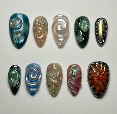 Nail Forms Gel, Cat Eye Design Nails, Chrome Palette, Nails Gel Ideas, Blooming Gel Nail Art, Lexi Nails, Wanna Call, Blooming Gel, Organic Nails