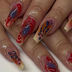 nails inspiration ✷ How To Have Style, Nails Summer Nails, Grunge Nails, Nail Idea, Nails Almond, Nails Summer, Nails Gel, Fire Nails, Funky Nails