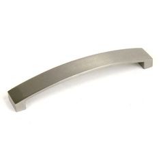 a stainless steel door handle on a white background