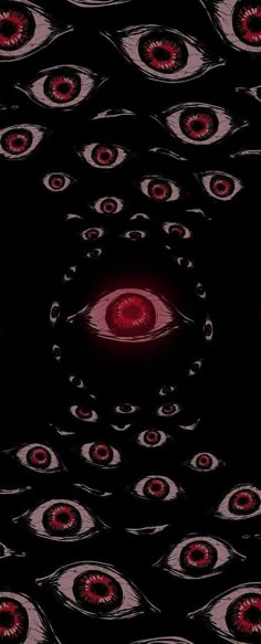 an abstract photo with red and black circles in the center, on a black background