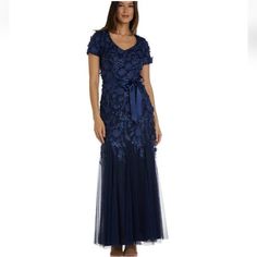 R & M Richards Womens Godet Skirt Floral Applique Elegant Long Dress Size 12 New Dress Without Belt Product Details Get Beautiful Style For Any Occasion With This Women's Dress From R&M Richards. Product Features Godet Skirt Floral Applique Short Sleeves Fit & Sizing 58-In. Length Fabric & Care Polyester Hand Wash Imported New With Tags Blue Floor-length Dress For Holidays, Blue Floor-length Holiday Dress, R & M Richards Dresses Mother Of The Bride, Elegant Long Dress, Godet Skirt, Skirt Floral, Beautiful Style, Elegant Dresses Long, Floral Applique