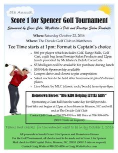 a flyer for the golf tournament with an image of a man swinging a golf club