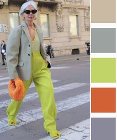 Уличная мода Neon Green Color Combinations Outfit, Pantone Outfit, Lime Green Outfits, Green Color Combinations, Colour Blocking Fashion, Leather Skirt Outfit