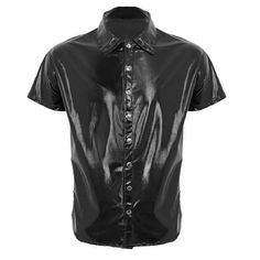 Plus Size 3XL,Xokesy mens shiny patent leather shirt,black shiny leather short sleeve shirt,so it can make your figure look more attractive,it also add a lot of passion between couples. Size: S.  Gender: male.  Age Group: adult. Leather Tank Top, Black Leather Shorts, Streetwear Male, Mens Black Leather, Leather Shirt, Leather Shorts, T Shirt And Shorts, Sleeveless Tank Top, Short Sleeve Polo