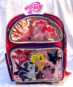 MY LITTLE PONY 12" MULTI-COLOR BACKPACK WITH THREE MAIN COMPARTMENTS-BRAND NEW WITH TAGS!!  Backpack features THREE main compartment with zip closure and adjustable padded shoulder straps. Smaller tack compartment on right side for your calculator,cellular phone,erasers,pencils,pens,etc. Smaller mesh compartment on the left side for your water bottle,powerade,soda can,etc.  Backpack measures approx. 12" H x 10" Wx 4" D. Artwork: Popup Embroidery Applique  » Trademark: RUZ 100% BRAND NEW AND LICENSED PRODUCT BRAND NEW with tag! BUY IT NOW!!                                                              BEING OFFERED BY NANNY'S CLOSET-CHECK OUT MORE GREAT DEALS ONLINE AT NANNYSCLOSETBESTDEALS! Many styles for you to choose (DOC MCSTUFFINS,BRATZ,LITTLE PRINCESS,MINNIE MOUSE,DORA THE EXPLORER,TE Lalaloopsy Backpack, Dora Backpack, Colorful Backpacks, Doc Mcstuffins, Dora The Explorer, Cellular Phone, Soda Can, Erasers, Cute Bags