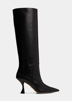 Stuart Weitzman "Xcurve" lambskin leather knee boots 3.25 in / 85 mm comma heel Walking, Heels, Leather Knee Boots, Lambskin Leather, Stuart Weitzman, Knee Boots, Heeled Boots, Luxury Fashion