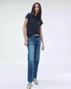 Harlow Full Length Straight Jean - Kendra | rag & bone Blue Relaxed Fit Flare Jeans For Everyday, Casual Everyday Jeans With Straight Silhouette, Blue Relaxed Fit Versatile Jeans, Everyday Jeans With Relaxed Fit, Straight Silhouette, Everyday Denim Blue Flare Jeans With Straight Hem, Blue Relaxed Fit Straight Flare Jeans, Blue Straight Flare Jeans With Relaxed Fit, Blue Flare Jeans With Straight Hem For Everyday, Modern Bottoms With Relaxed Fit And Straight Silhouette