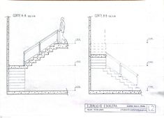 an architectural drawing shows the steps and handrails