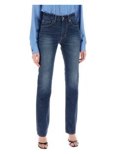 Hey there. If you're looking for that perfect blend of style and comfort, these Tom Ford jeans might just be your new favorite. They're crafted from pure cotton denim, giving you that classic look with a modern twist. Plus, the dark stone wash makes them incredibly versatile for any occasion. Dark stone wash for a sleek, timeless look Comfortable high waist and straight leg fit Made in the United States 100% pure cotton composition Tom Ford Jeans, Jeans Models, Jeans Material, Edgy Look, Pocket Jeans, Denim Pant, Jeans For Sale, Colored Jeans, Tom Ford