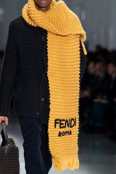 Fendi Fall 2020 Men's Fashion Show Details | The Impression Milan Men's Fashion Week, Knitting Fashion, Ways To Wear A Scarf, Men Fashion Show, Mens Fashion Week