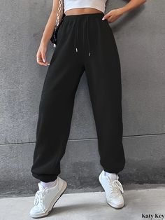 Katykey - Womens Athleisure Casual Sports Pants with Solid Color Design, Featuring Drawstring Elastic Waist for Optimal Fit and Comfort, Perfect for Running, Jogging, and Daily Wear Womens Athleisure, Comfy Sweatpants, Athleisure Women, Athleisure Casual, Sports Pants, Fashion Joggers, Belleza Natural, Outfit Casual, Drawstring Pants