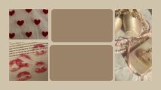 four different pictures with hearts on them, one is red and the other has white