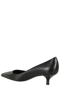 Kitten pumps - Stuart Weitzman - black color - patent leather upper - leather sole - pointed design - 3. 5 cm heel Formal Leather Kitten Heels With 4-inch Heel, Modern 4-inch Heel Court Shoes For Business, Calf Leather Kitten Heels For Office, Modern Court Shoes With 4-inch Heel And Almond Toe, Chic Kitten Heels With Medium Width, Calf Leather Kitten Heels With Branded Heel Counter, Office Kitten Heels With Sculpted Heel In Calf Leather, Luxury Closed Toe Kitten Heels With Sculpted Heel, Calf Leather Kitten Heels With Sculpted Heel For Office