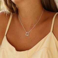 Sterling Silver Necklace available in... Gold Plated Square & Gold Plated ChainSilver Square & Silver ChainSilver Square & Gold Plated ChainSilver Square & Charcoal (Oxidised) Chain Approx. Dimension & WeightSquare Diameter 1.29cm (0.51in)Length 41.91cm (16.5in) 1.74g Material Info Size Chart Meaning: crowned with laurel (Scandinavian origin) Gold Plated Chains, Sterling Silver Necklace, Sterling Silver Necklaces, Silver Necklaces, Silver Chain, Silver Gold, Silver Necklace, Gold Plate, Jewelry Design