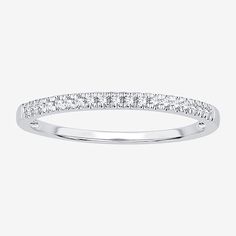 a white gold wedding band with diamonds