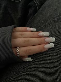 #nails #coquette #frenchnails #cute #milky Milky White Nails Y2k, Milka Nails, Nails With Milky White, Nail Milky White, Nail Ideas Milky White, Milky Nails Ideas, Milky White Nails Acrylic Design, White Milky Nails, Milky White Nails Acrylic