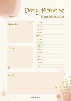 Daily planner Daily Planner Goodnotes, Bullet Journal Templates, Journal Weekly Spread, Planner Calendar Printables, Life Planner Organization, Planner Doodles, Weekly Schedule Planner, Free Daily Planner, Goodnotes Template