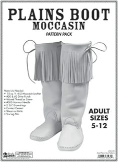 Tandy Leather Adult Plains Boot Moc Pattern Pack 6035-00     Tandy Leather Adult Plains Boot Moc Pattern Pack 6035-00 PRODUCT DESCRIPTION: Tandy Leather Factory-Plains Boot Moccasin Pattern Pack. Authentically styled knee-high boots. Men's sizes 5 through 12. Instructions included. DETAILS: Product Dimensions: 12 x 9 x 0.21 inchesItem model number: 6035-00Is Discontinued By Manufacturer: NoItem Weight: 0.32 ouncesManufacturer: Tandy Leather ADDITIONAL PRODUCT INFO: Authentically styled knee-high bootsMen's sizes 5 through 12Instructions included HANDLING TIME: We ship orders within 1 business day of receiving payment, sometimes faster SHIPPING We ship out via expedited shipping that usually arrives within 3 business days. IF YOU NEED YOUR ITEM FASTER UPGRADED 2 DAY SHIPPING IS ONLY $2.99 F Native American Moccasin Pattern, Moccasin Boot Pattern, Leather Moccasins Pattern, Baby Moccasin Pattern, Native American Moccasins, Moccasin Pattern, Diy Coupons, Tandy Leather, Leather Factory