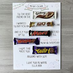 this is an image of candy bar valentine's day card for him or her