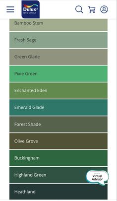 the color chart for different shades of green