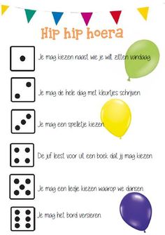 a printable activity for kids to learn how to play with balloons and dices