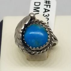 Vintage Sterling with Turquoise Ring, Size 4. Not marked but tested positive as Sterling. Stone is 8mm. Ring is 16mm wide. Weighs 0.09 ozt. We do not check prongs for wear or stones for looseness.  All items are sold as is-noting that we are a resale shop  so everything here had a previous owner! We will include flaws in the description when noted. This is one of the reasons our items are more affordable than new at a jewelry store. Are these stones real or fake? Aside from diamonds, we do not know if any gemstones are natural or synthetic. We will state on certain gemstones, that we know 100%, if they are created or fake due to their lack of inclusions. For this reason, we do not sell any diamonds without inclusions, and the larger diamonds (half ct+) are soft graded. In recent years, syn Collectible Round Turquoise Ring, Southwestern Style Blue Round Ring, Collectible Stamped 925 Turquoise Ring, European Jewelry, Vintage Fine Jewelry, Midi Rings, Pure Gold, Selling Jewelry, Jewelry Store