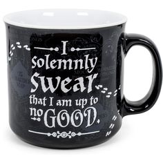 a black and white coffee mug with the words i solemnly swear that i am up to no good