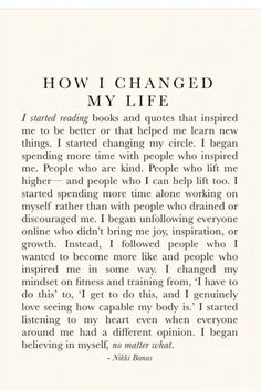 an open book with the words how i changed my life written in black on it